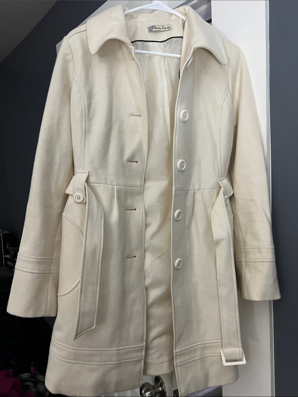 American Rag Cream Trench Coat with Button Front